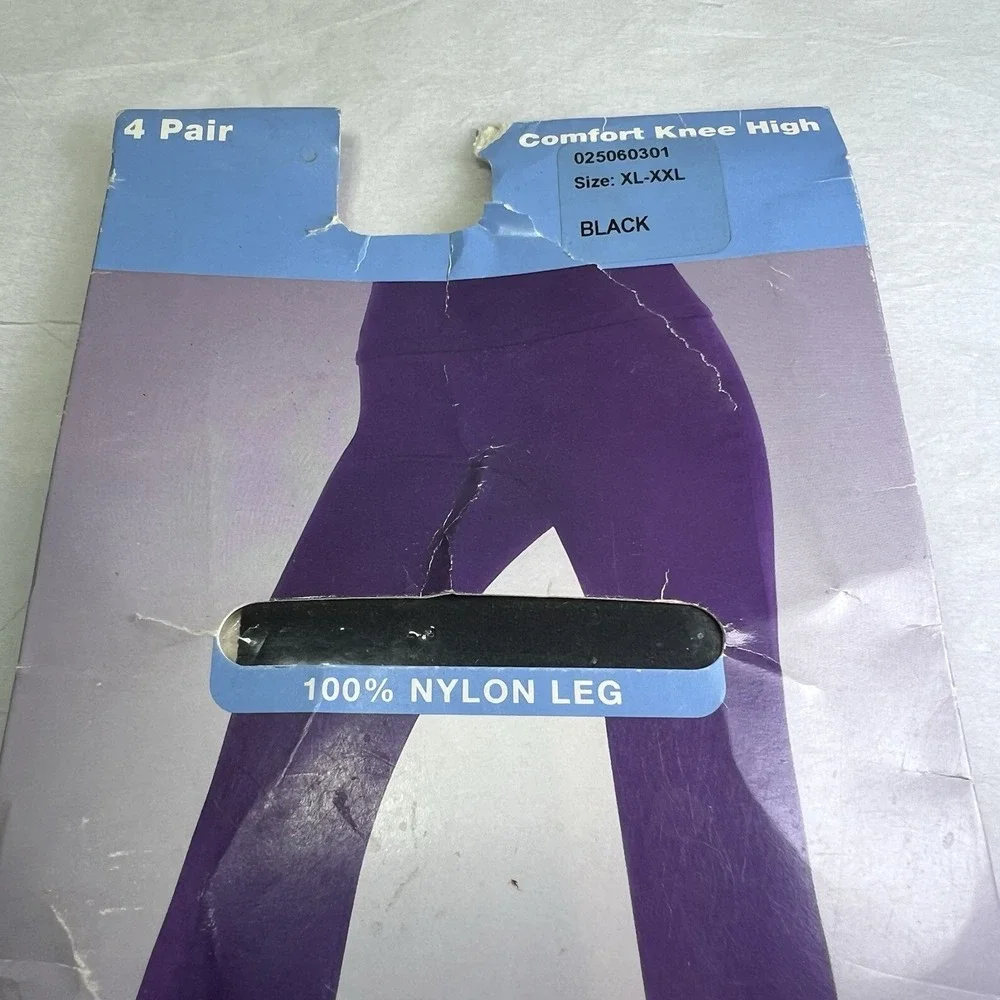 Hanes Solutions Comfort Knee High - 4 Pair - Size‎ XL-XXL - Black